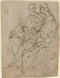 Deux figures masculines assises