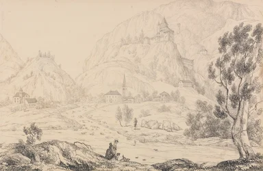 Album de 30 vues au Tyrol et en Italie : Forteresse de Trostburg près de la ville de Kollman. Tyrol. 28 oct. 1840