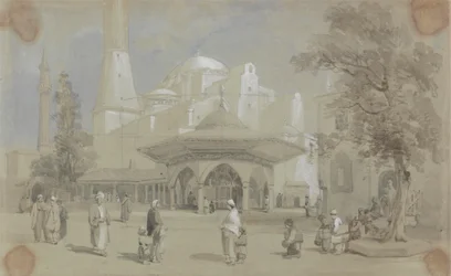 Vue de la mosquée Sainte-Sophie et de la fontaine Shadirvan, Istanbul
