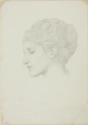 Tête de femme de profil à gauche
