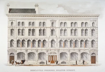 Vue des locaux commerciaux, Billiter Street, City of London, 1875