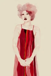 Portrait en robe rouge
