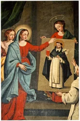 Un saint présentant un portrait de Saint Dominique à la Vierge Marie