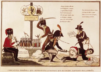 Caricature des bénéfices obtenus par Napoléon Bonaparte (1769-1821) en Espagne