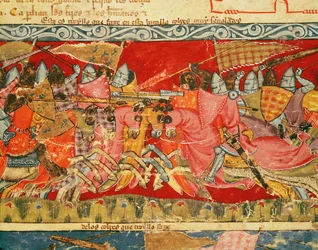 Bataille entre Grecs et Troyens, du Codex Benito Santa Mora