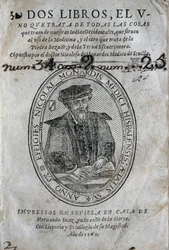 Frontispice, avec le portrait de Nicolas Monardes (1493-1588) d