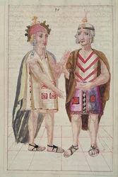 Illustration de Historia y Genealogia Real de los Reyes Incas del Peru, de sus hechos, costumbres, trajes y manera de Gobierno, connu sous le nom de Codice Murua