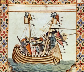 Les croisés en route pour assiéger une forteresse sarrasine Détail d