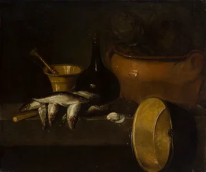 Nature morte avec poisson et artichauts