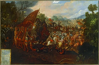 La conquête du Mexique (huile sur toile)