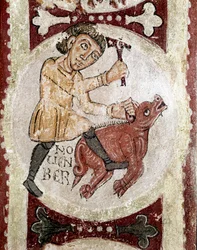 Le cycle des mois : novembre (abattage du cochon). (détail)