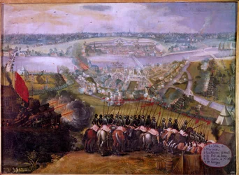 Le siège de Maestricht par les Espagnols en 1579. Gravure du XVIIe siècle. B.N. Paris