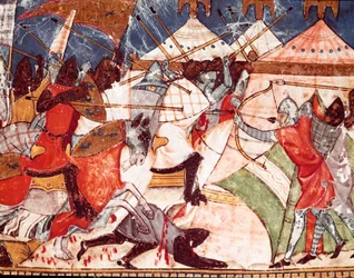 Guerre de Troie : les Troyens envahissent le camp militaire des guerriers grecs (détail)