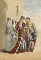 Sultane et princesse turques avec leurs esclaves, Moyen Âge