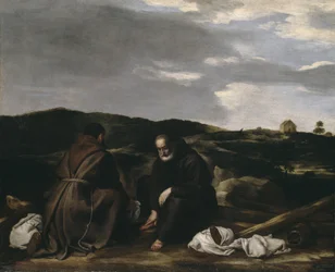 Deux moines dans un paysage, vers 1645