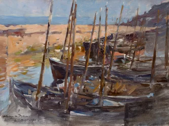 Croquis, port de Mousehole, Cornouailles (huile sur toile)