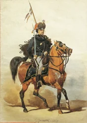 Officier des hussards de Plaisance, dessin de Stanislao Grimaldi del Poggetto