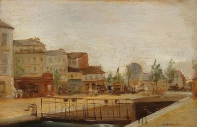 Le canal Saint-Martin à Paris avec écluse