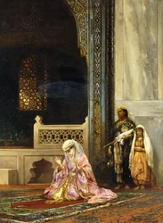 Une femme turque priant dans la Mosquée Verte, Bursa