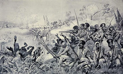 La brigade de Godby faisant une résistance courageuse entourée par les Sikhs, bataille de Chilianwala