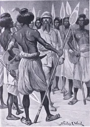 Le type de guerrier que Burton a rencontré en Somalie, illustration de Cassells Romance of Famous Lives