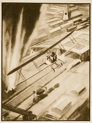 Héroïsme : Rhodes Moorhouse obtenant la V.C., illustration extraite de « Flying Memories » de John Hamilton