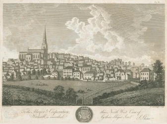 Walsall Town - Vue du nord-ouest : gravure, vers 1798
