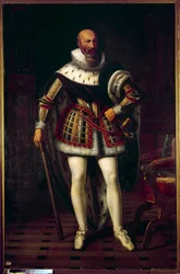 Portrait en pied de Maximilien de Béthune, Marquis de Rosny, Duc de Sully (1559-1641). Peinture de Sébastien Louis Norblin de la Gourdaine (1796-1884)