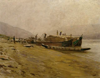 Bateaux de remorquage sur le Danube près de Spitz