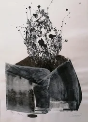 Explosion abstraite monochrome