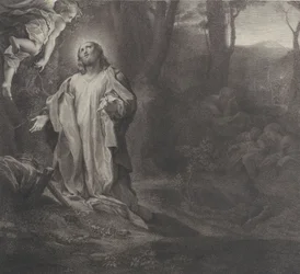 Christ au Mont des Oliviers, avec un ange en haut à gauche
