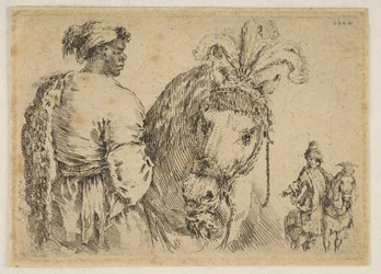 Un homme noir nourrissant un cheval, vers 1662.