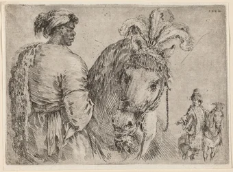 Un homme noir nourrissant un cheval, probablement 1662