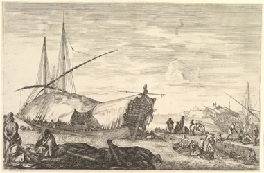 Une galère couverte de voiles, tirée de « Vues du port de Livourne » (Vues du port de Livourne)