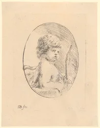 Amour, buste de profil vers la droite avec portrait de trois quarts