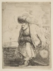 Un vieux Turc assis sur une pierre, vers 1662