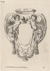 Cartouche avec béliers et satyres enfants, 1647