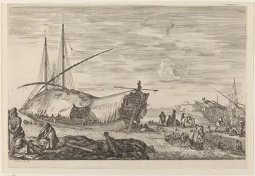 Galère avec pont couvert de voiles, probablement vers 1654-1655