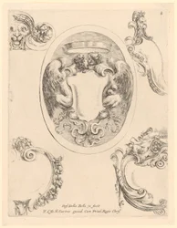 Cartouche avec deux harpies s