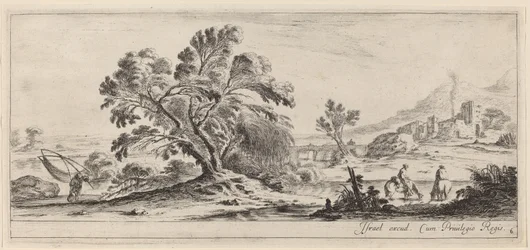 Paysage avec pêcheur portant son filet, en ou avant 1647