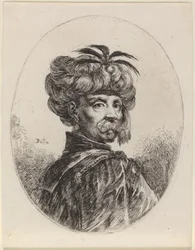 Maure au turban garni de cinq plumes
