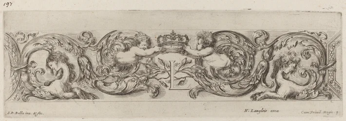 Frise ornementale avec lettre L Louis XIV, probablement 1648