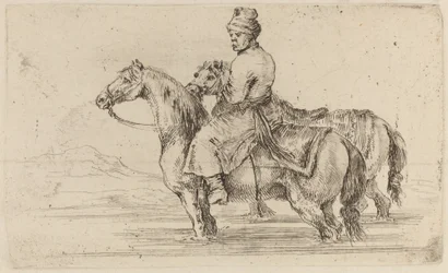 Serviteur polonais avec deux chevaux