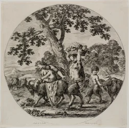 Famille de satyres marchant