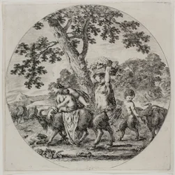 Famille de satyres en marche