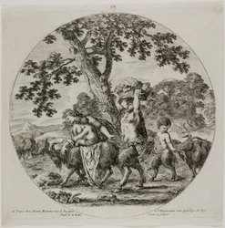 Famille de satyres marchant