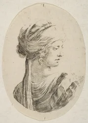 Sultane portant un turban, de profil à droite, de 