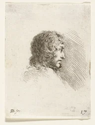 Tête de jeune homme de profil à droite