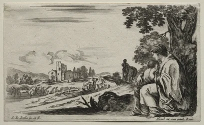Diverses Figures et Paysages : Une pauvre nourrice assise sous un arbre, 1649