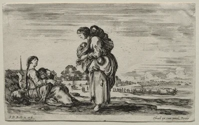 Figures et paysages variés : deux mères conversant ensemble, 1649
